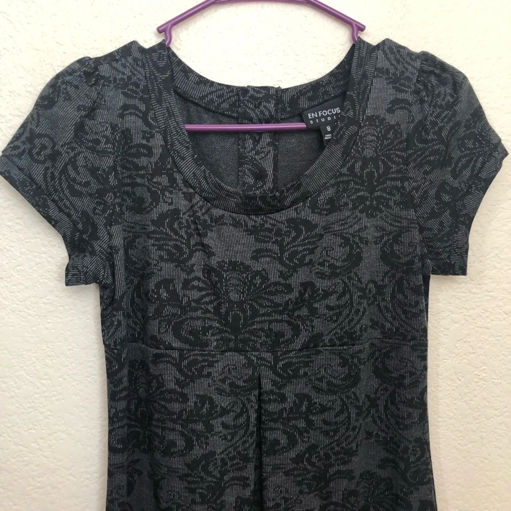 EN FOCUS STUDIO Womens 8 Paisley Short Sleeve Shift Dress Pockets Modest NWOT - Picture 3 of 15